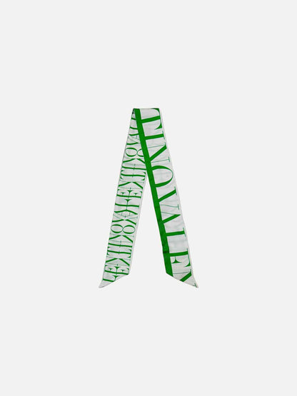 VALENTINO White & Green Logo Twill