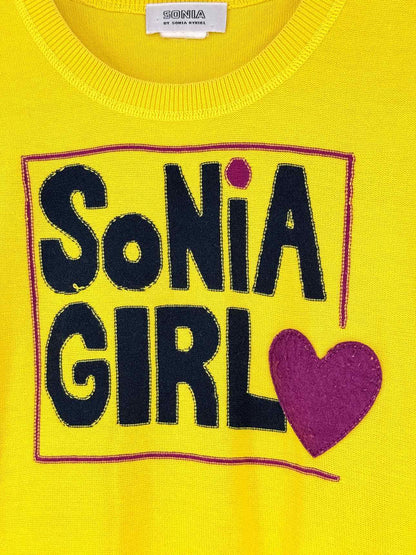 SONIA BY SONIA RYKIEL Yellow Logo Size Small Sweater