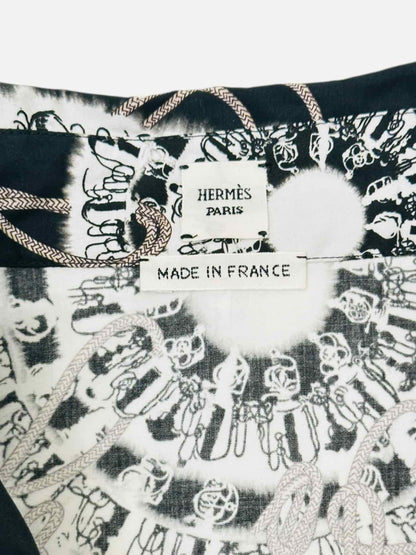 HERMES Black & White Print Size US 4 Shirt