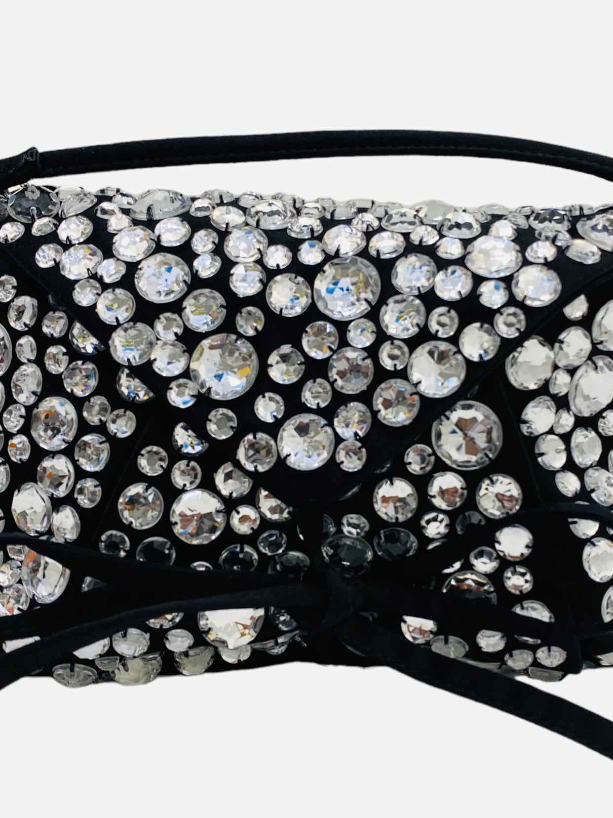 SONIA RYKIEL Crystal Embellished Black Shoulder Bag