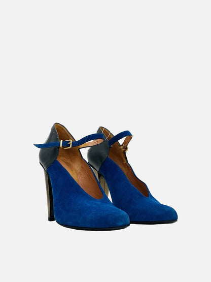 ROLAND MOURET Ankle Strap Blue & Black Pumps 37