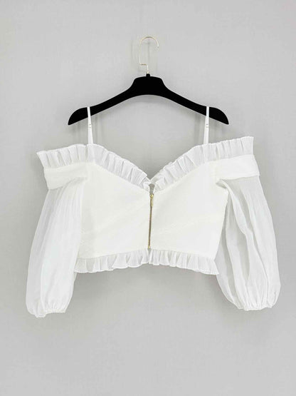 ZIMMERMANN White Ruffled Trim Size US 8 Top