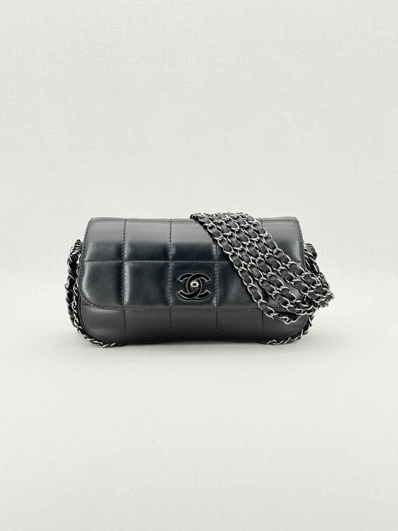 CHANEL Multi Chain Black Shoulder Bag