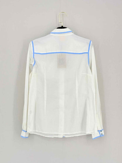 TORY BURCH White w/ Blue Trim Size US 10 Shirt
