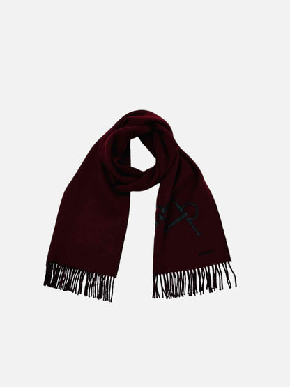 HERMES Burgundy & Black Horsebit Scarf