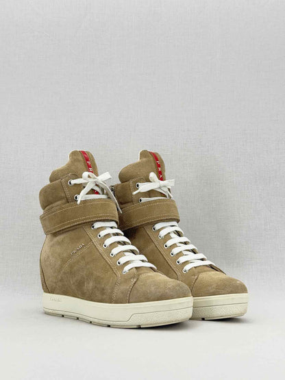 PRADA Beige Suede EU Shoe Size 38.5 Ankle Boots