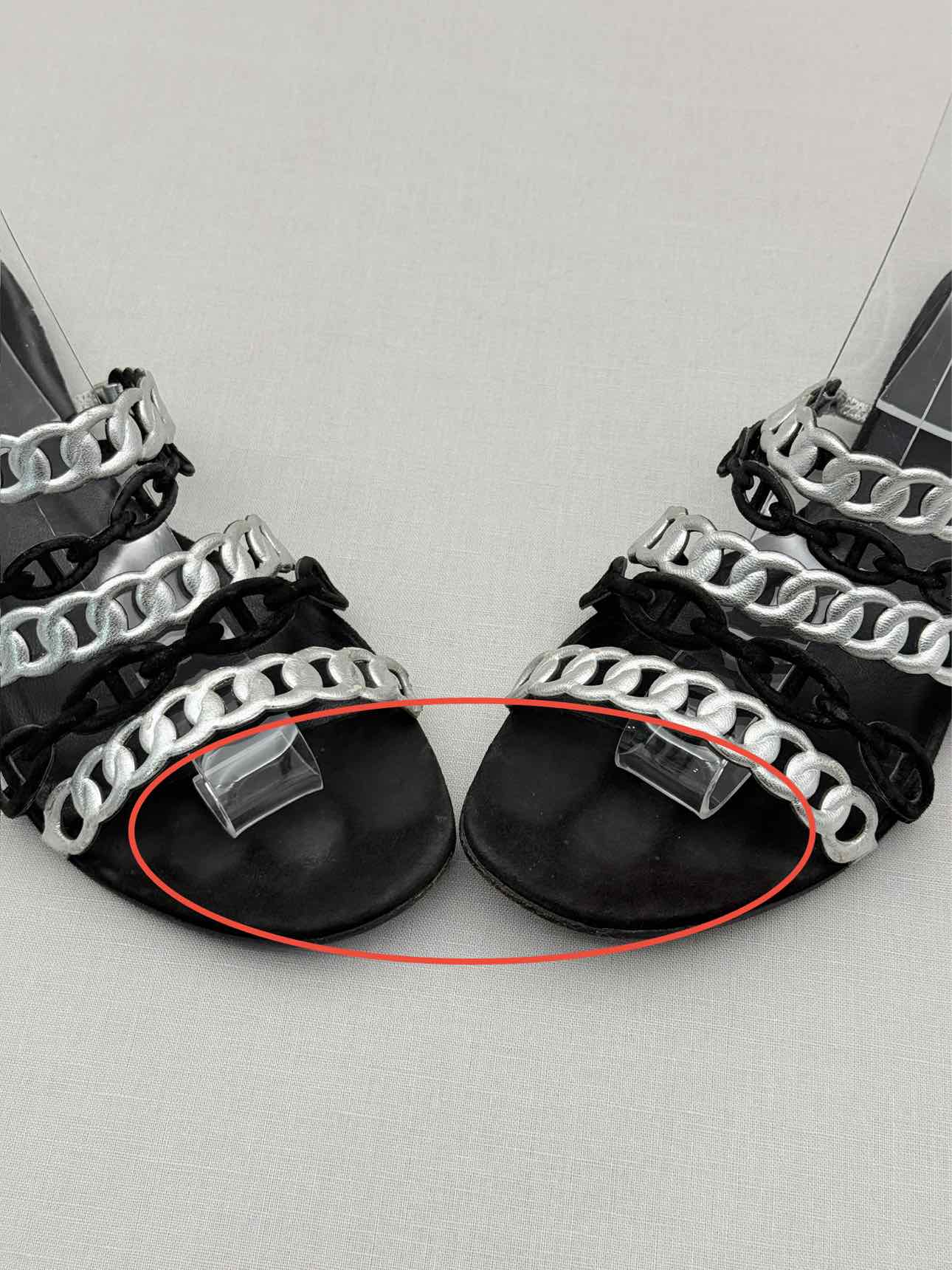 HERMES Black & Silver Size EU 39 Sandals