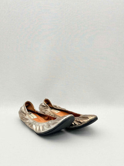 LANVIN Scrunch Metallic Gold Size EU 38 Ballet Flats