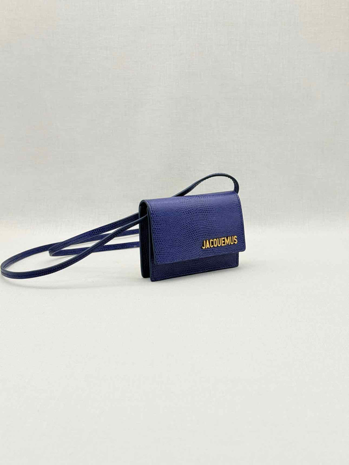 JACQUEMUS Mini Le Bello Blue Lizard Embossed Crossbody