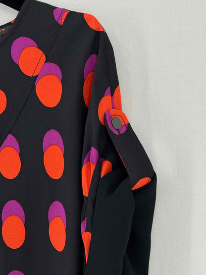 LOUIS VUITTON Black Multicolor Printed Size US 8 Blouse
