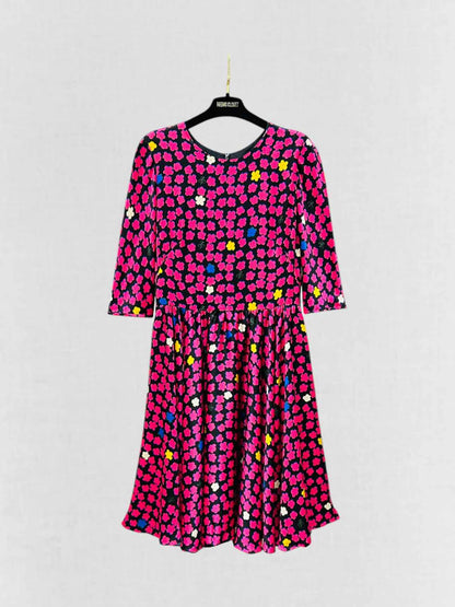 INGIE PARIS Black & Pink Floral Size US 8 Midi Dress