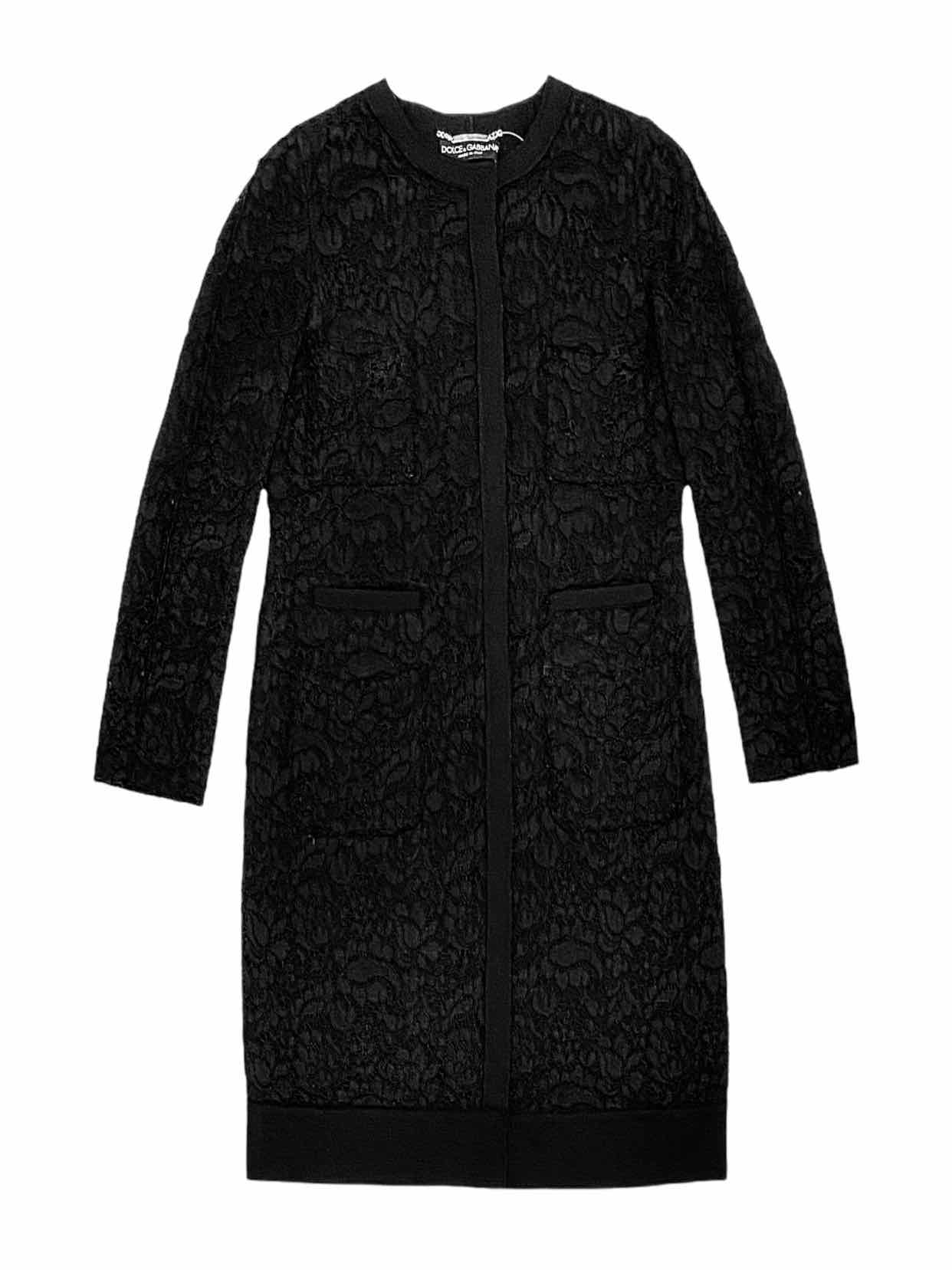 DOLCE & GABBANA Black Lace Size US 8 Long Cardigan