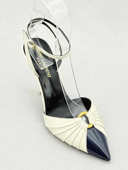 SAINT LAURENT Black & Cream Size EU 36 Heeled Sandals