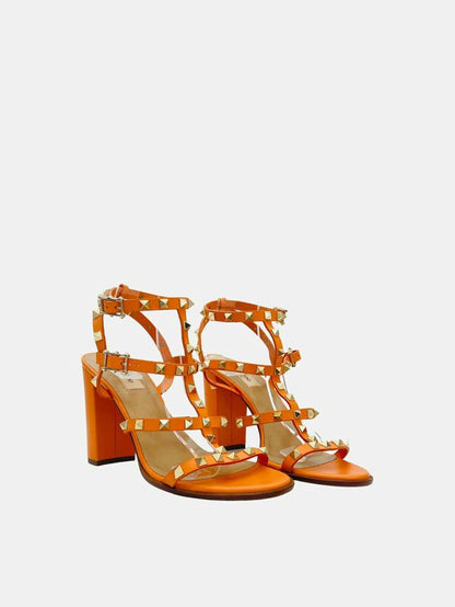 VALENTINO Rockstud Orange Heeled Sandals 41