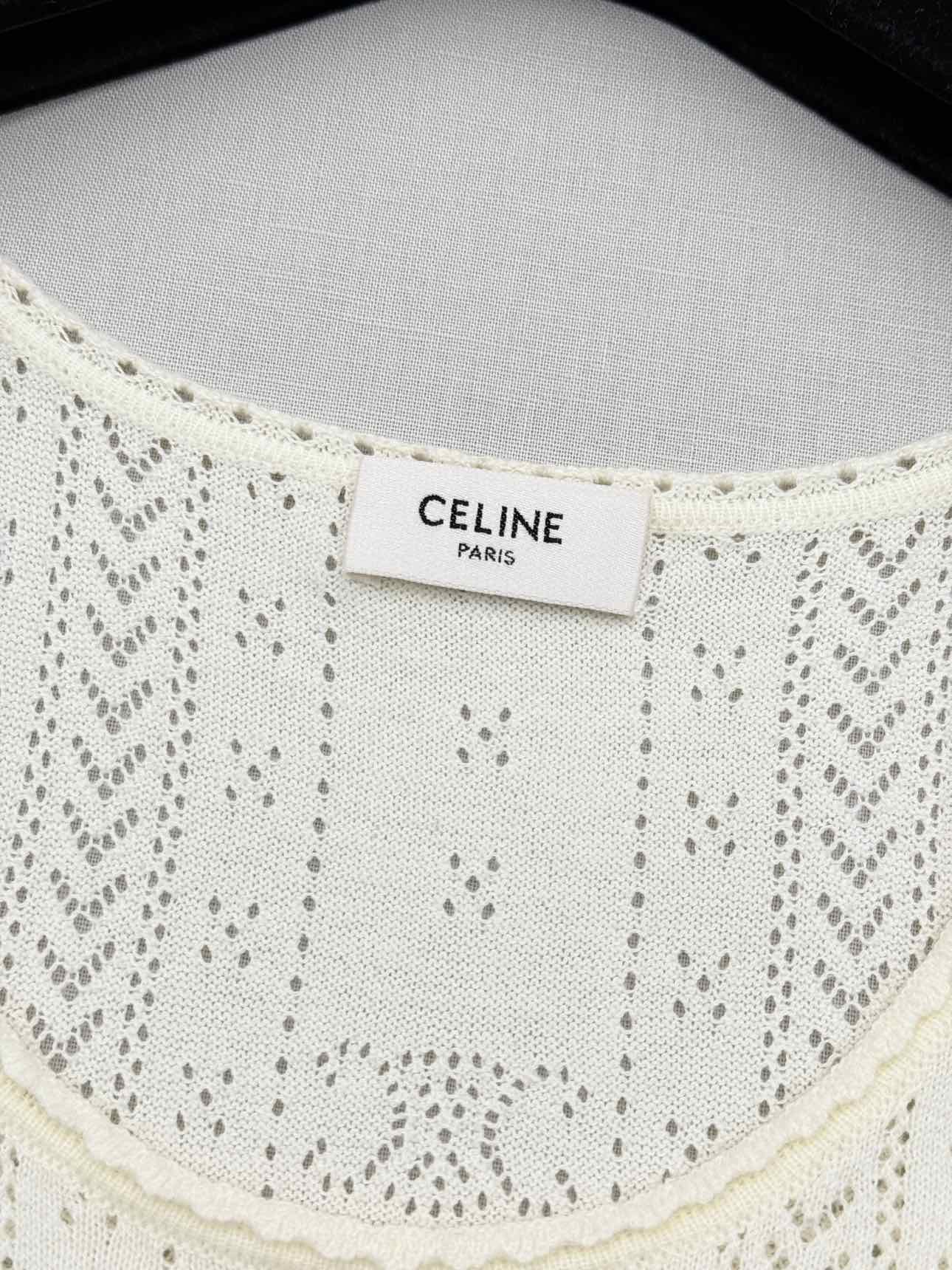 CELINE Off-white Triomphe Logo Size Small Tank Top