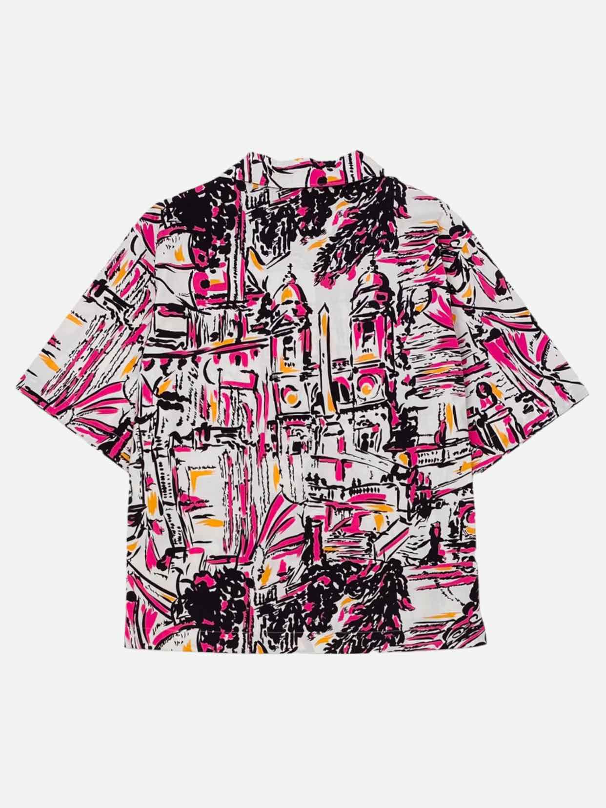 PRADA White Multicolor Printed Size US 8 Shirt