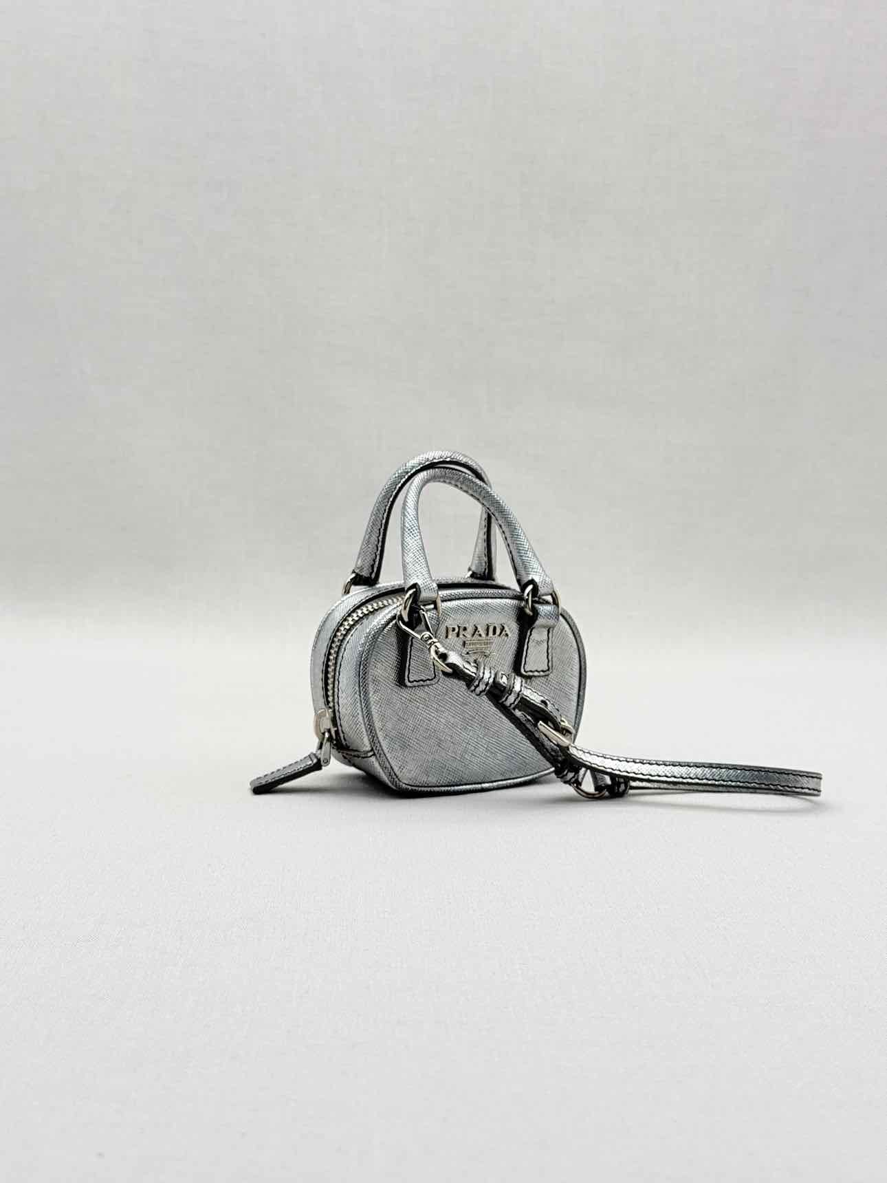 PRADA Metallic Silver Bag Charm