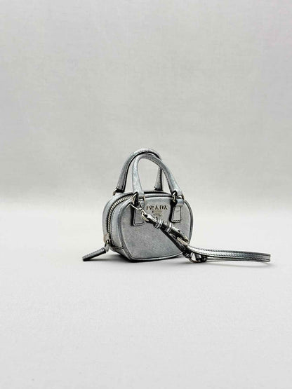 PRADA Metallic Silver Bag Charm