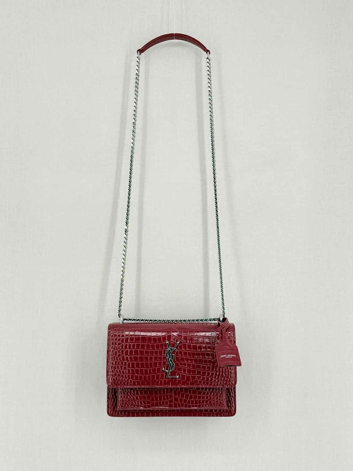SAINT LAURENT Sunset Burgundy Shoulder Bag