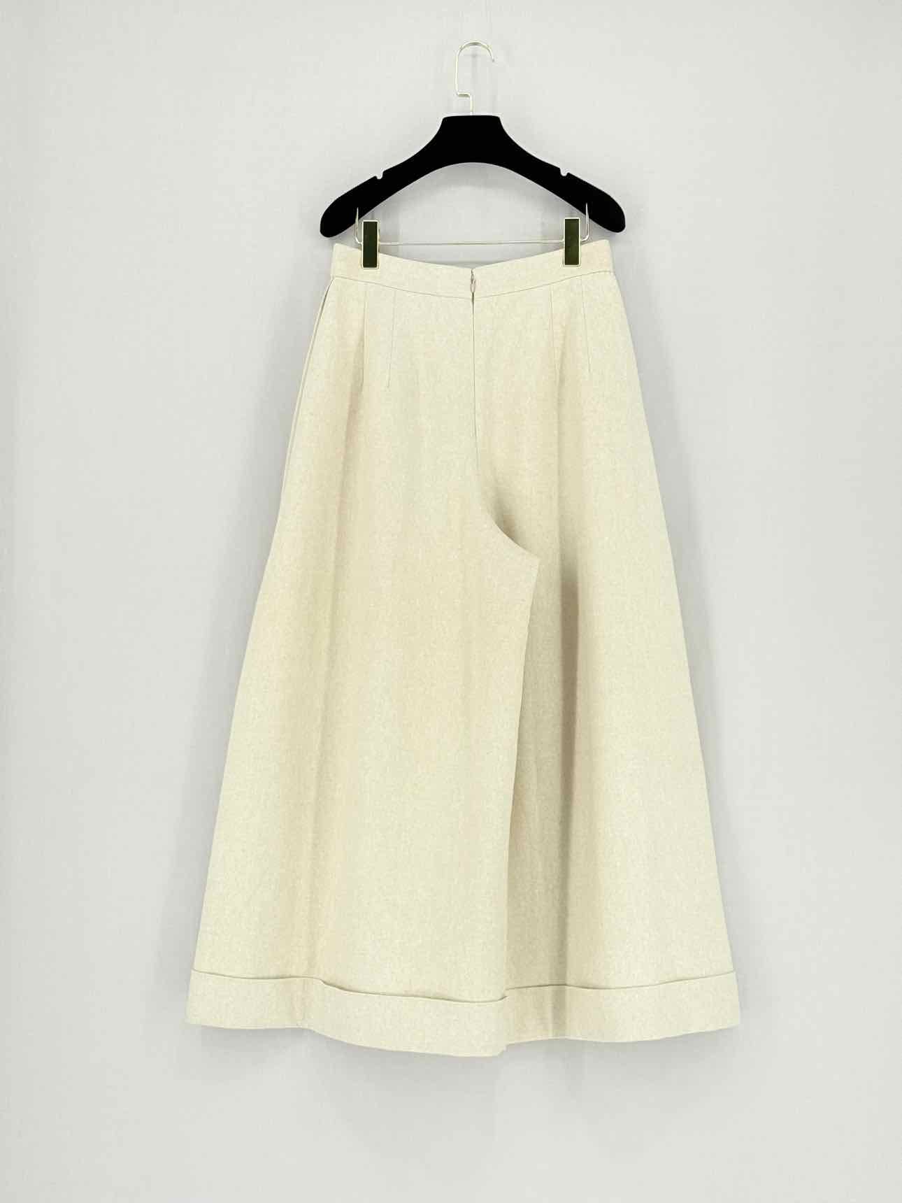 DELPOZO Long Pleated Cream Size US 4 Pants