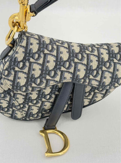 CHRISTIAN DIOR Blue Oblique Saddle Bag
