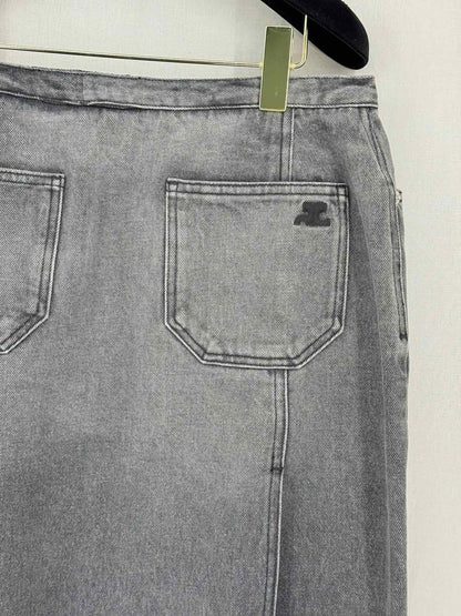 COURREGES Heritage Cut-Out Grey Size US 10 Long Skirt
