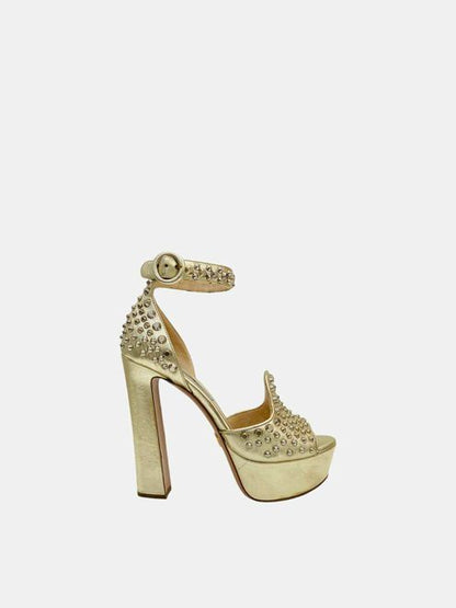 PRADA Ankle Strap Gold Heeled Sandals 36