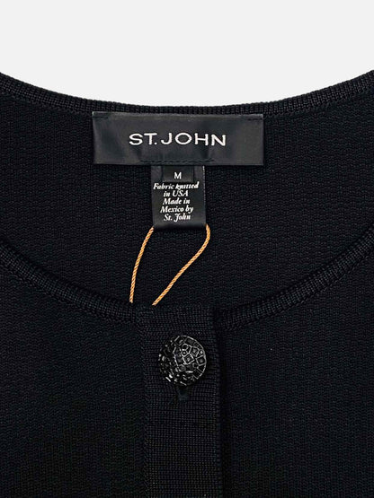 ST. JOHN Cropped Black Size Medium Cardigan