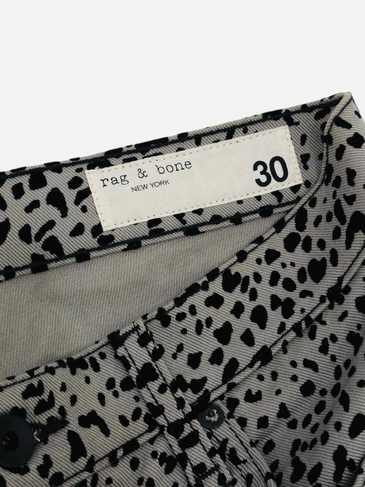 RAG & BONE Hana Cheetah Grey & Black Size 30 Jeans