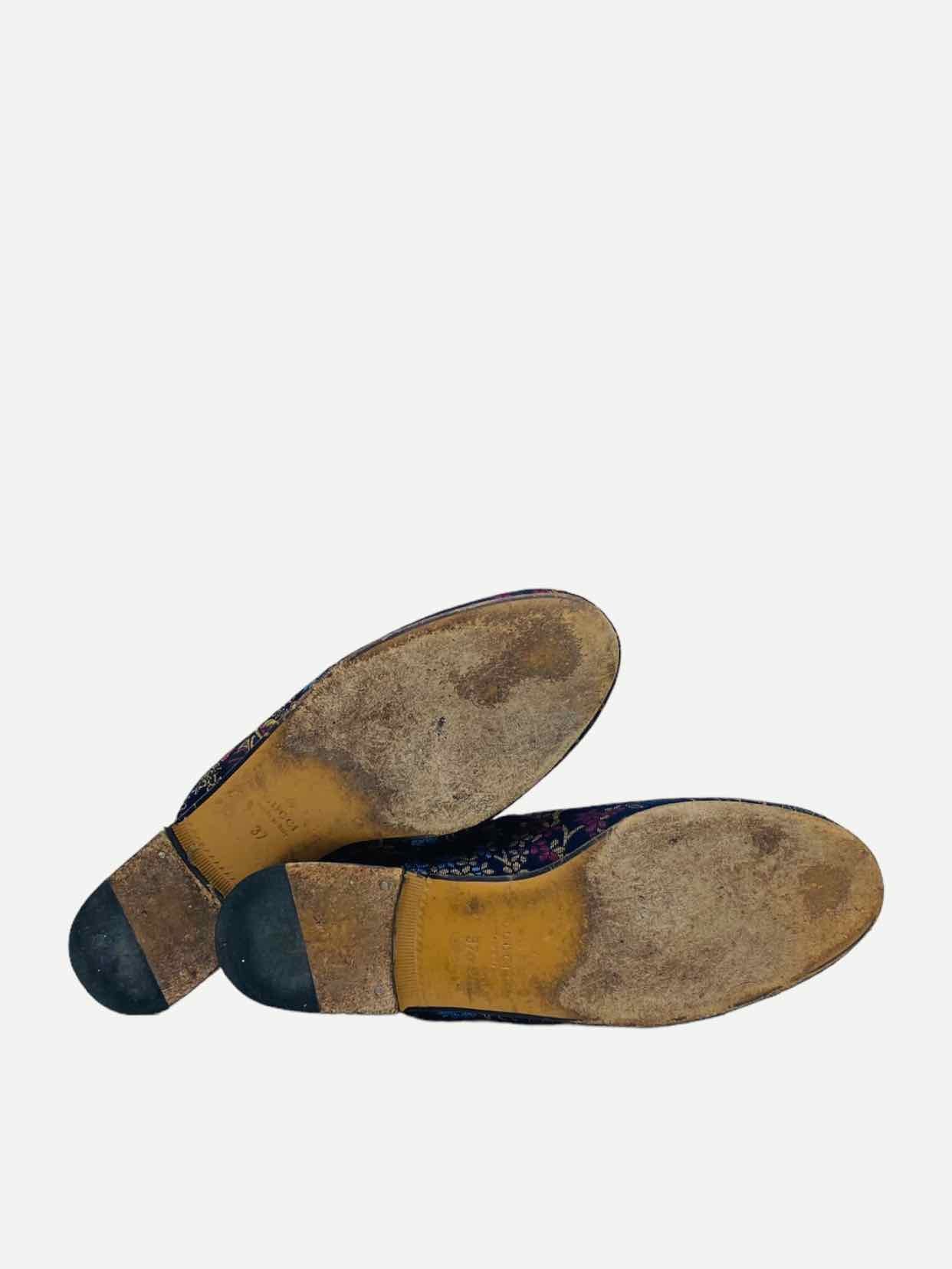 GUCCI Princetown Blue Multicolor Mules 37