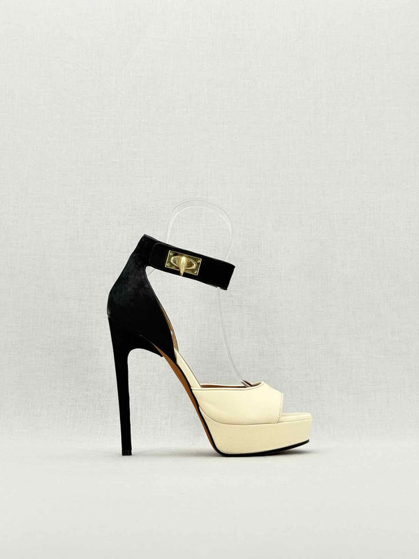 GIVENCHY Cream & Black Size EU 38 Heeled Sandals