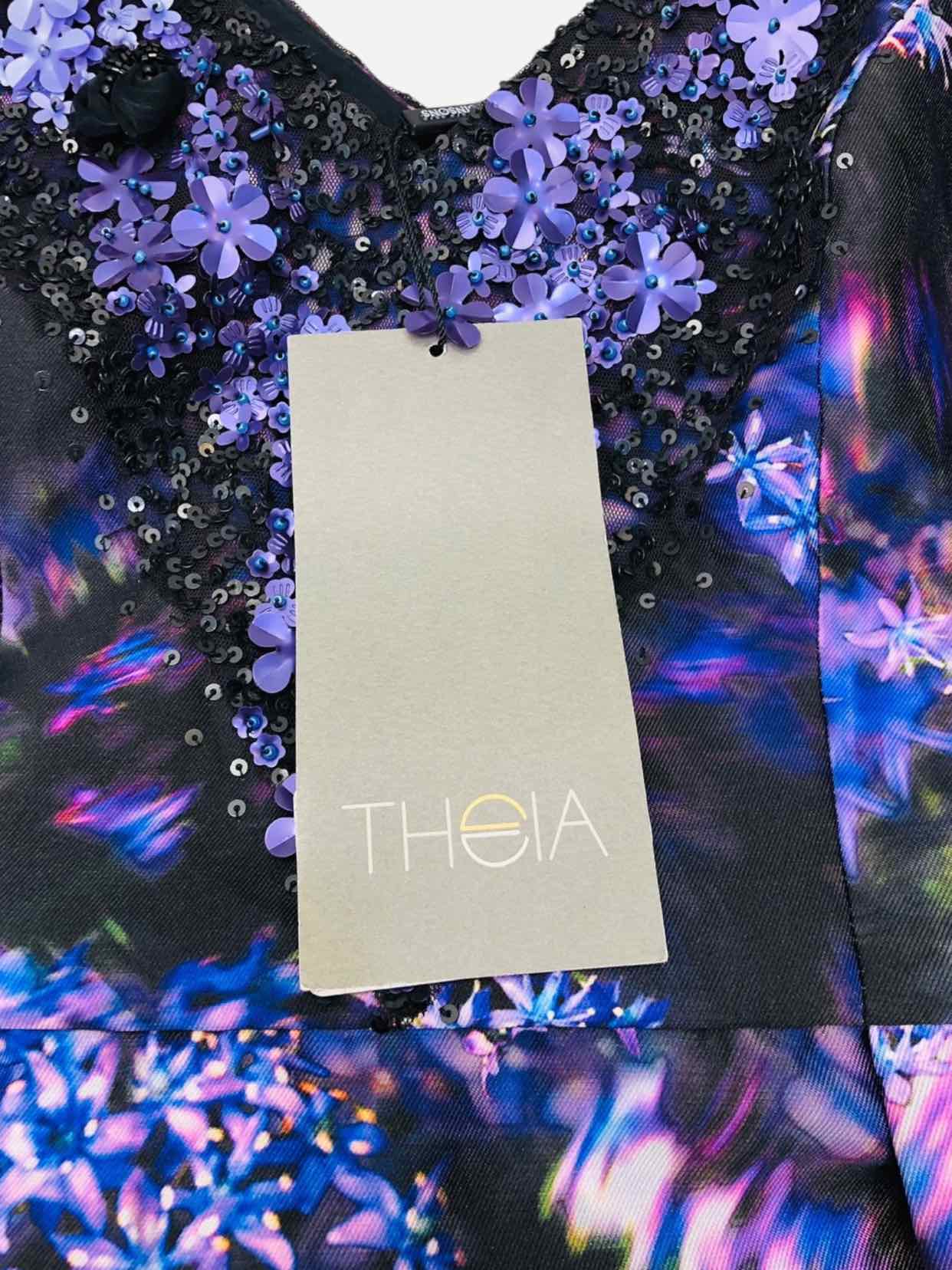 THEIA Black Multicolor Size US 6 Long Dress