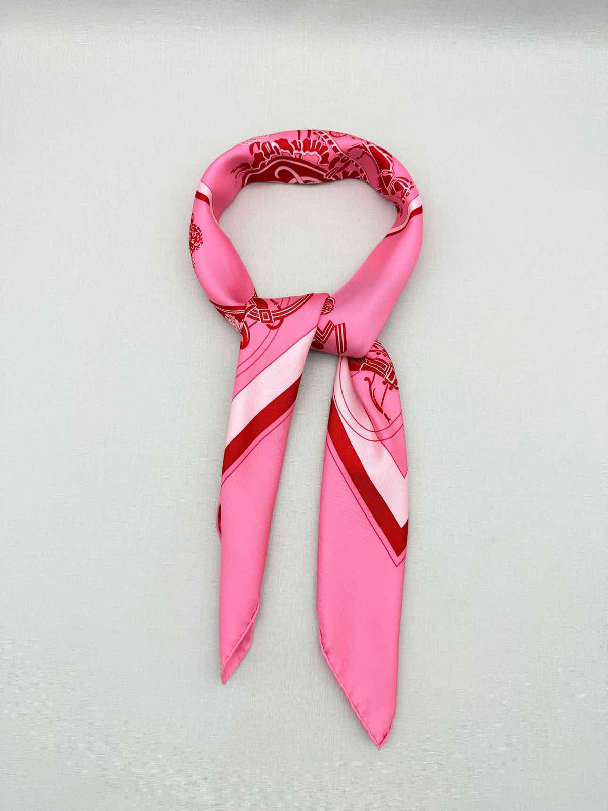 HERMES Pink Classic Carriage &amp; Crest Scarf
