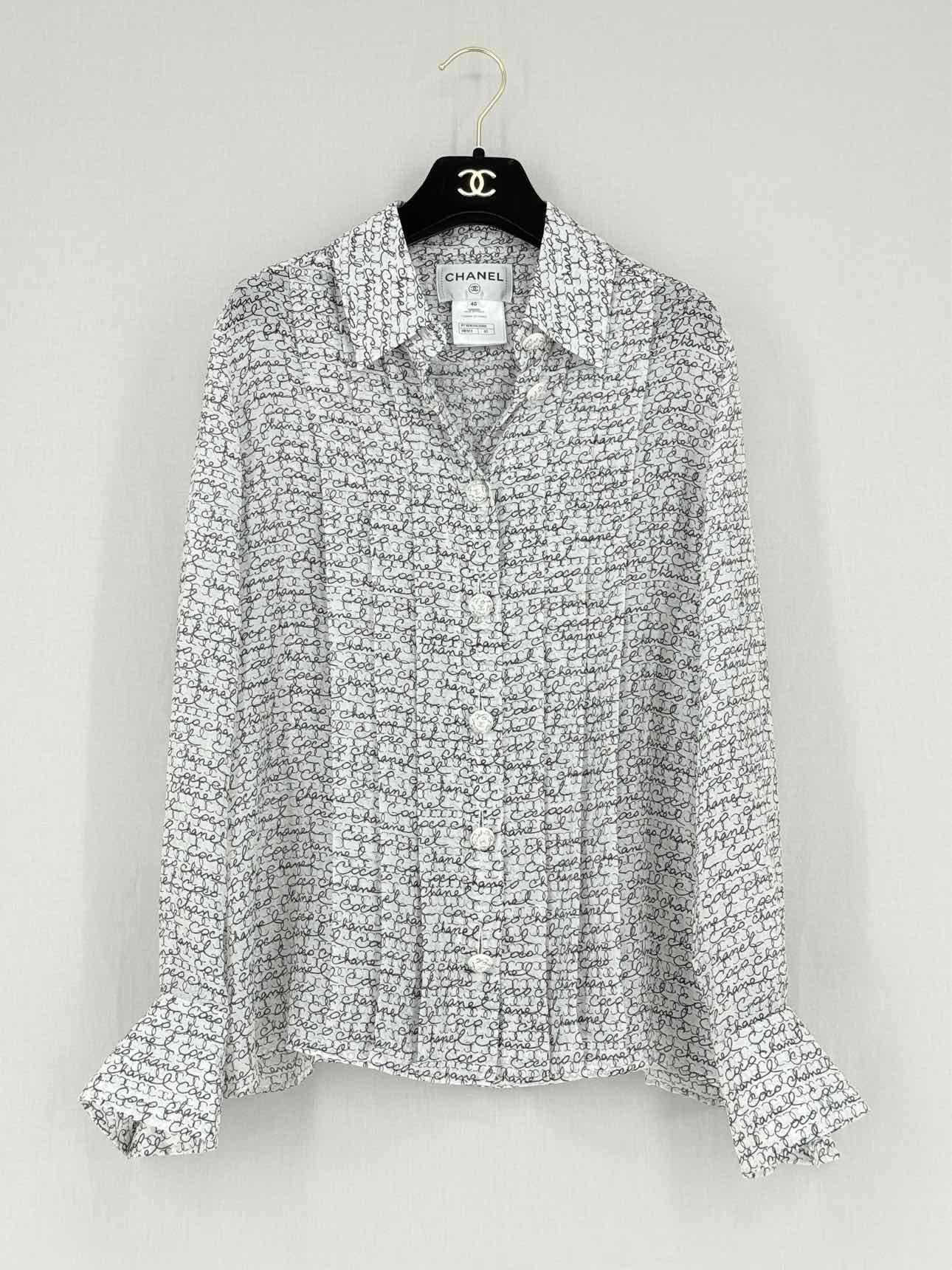 CHANEL Black & White Print Size US 8 Shirt