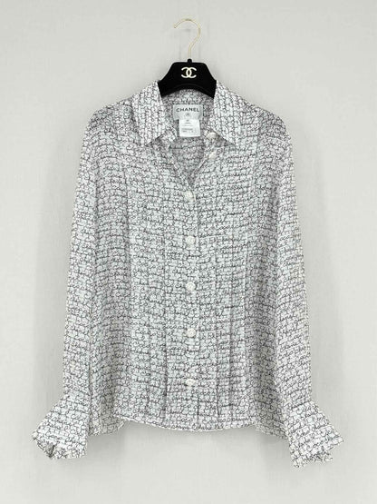 CHANEL Black & White Print Size US 8 Shirt