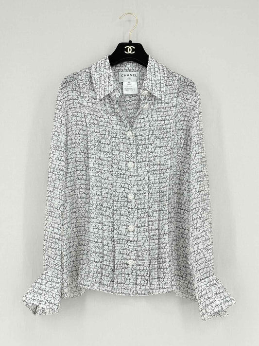 CHANEL Black & White Print Size US 8 Shirt