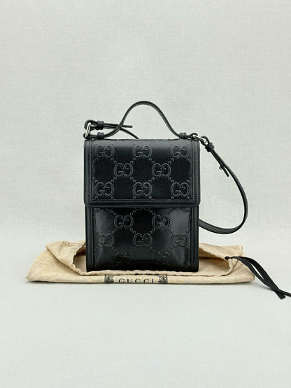 GUCCI Black GG Embossed Crossbody