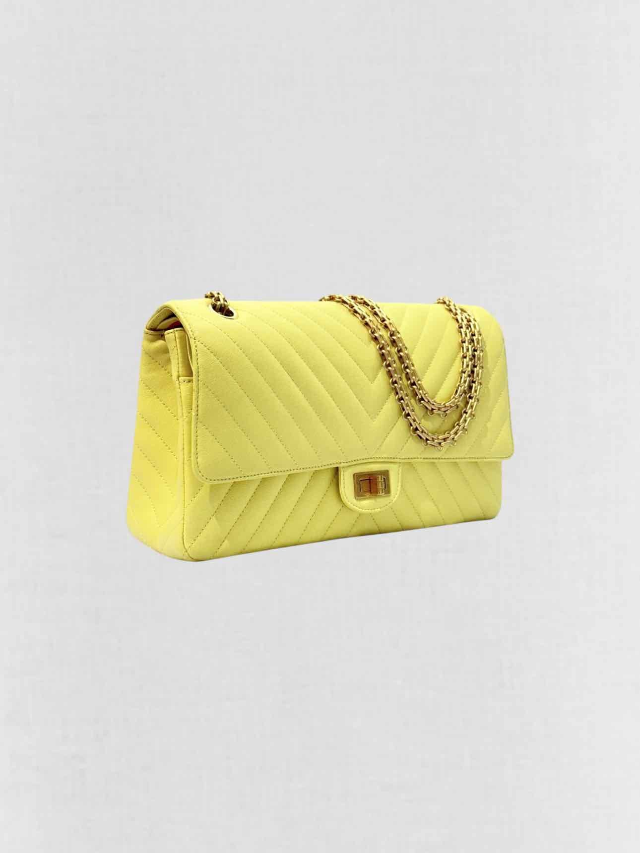 CHANEL 2.55 Reissue Yellow Chevron Shoulder Bag
