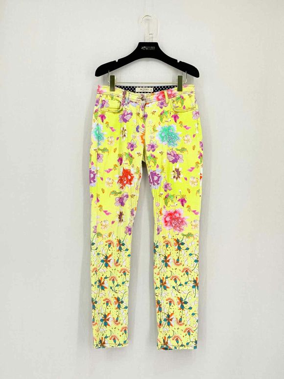 ETRO Yellow Multicolor Floral Print Size 27 Jeans