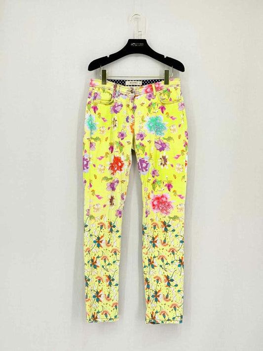 ETRO Yellow Multicolor Floral Print Size 27 Jeans