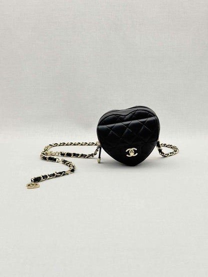CHANEL CC in Love Heart Black Quilted Belt Bag