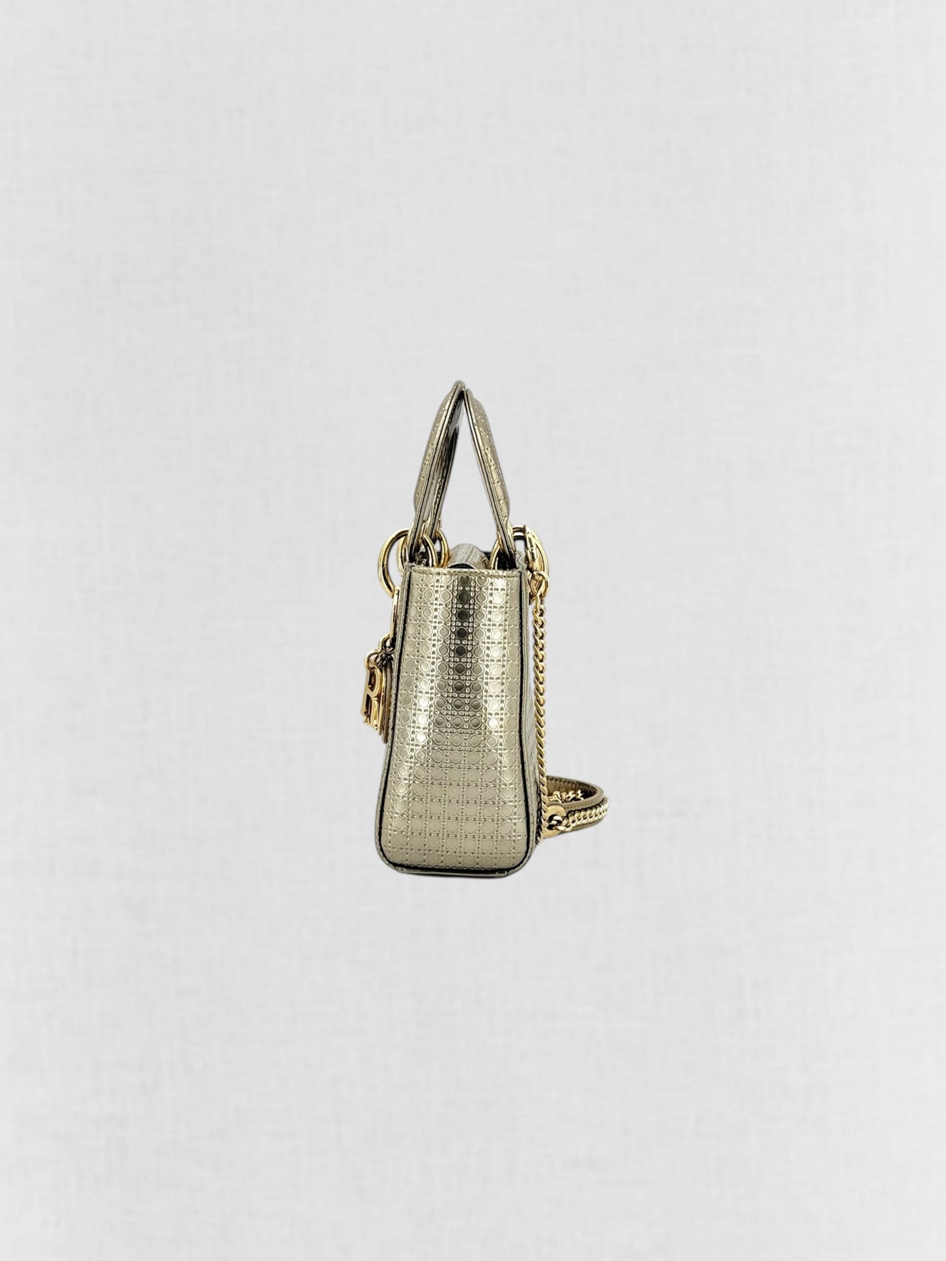 DIOR Lady Dior Bronze Micro Cannage Top Handle
