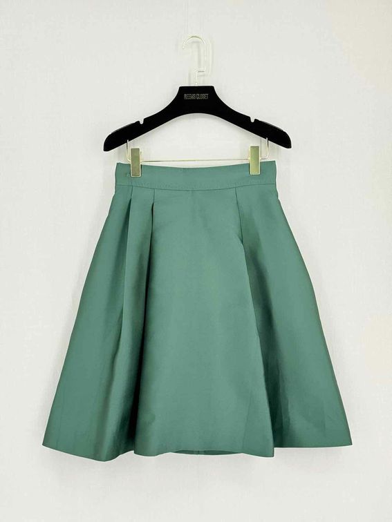 MAX MARA Green Pleated Size US 4 Knee Length Skirt