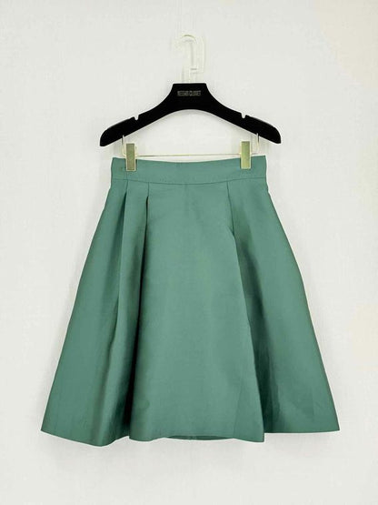 MAX MARA Green Pleated Size US 4 Knee Length Skirt