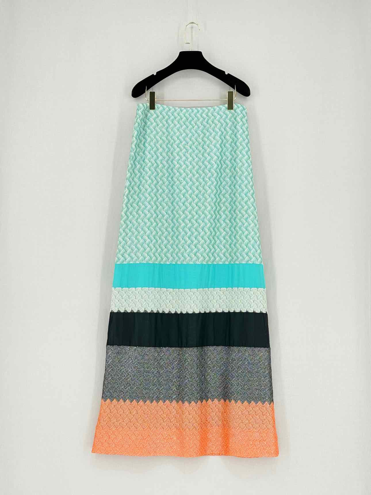 MISSONI Blue Multicolor Striped Size US 8 Long Skirt