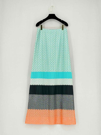 MISSONI Blue Multicolor Striped Size US 8 Long Skirt