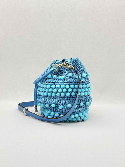 JIMMY CHOO Bon Bon Blue Bucket Bag