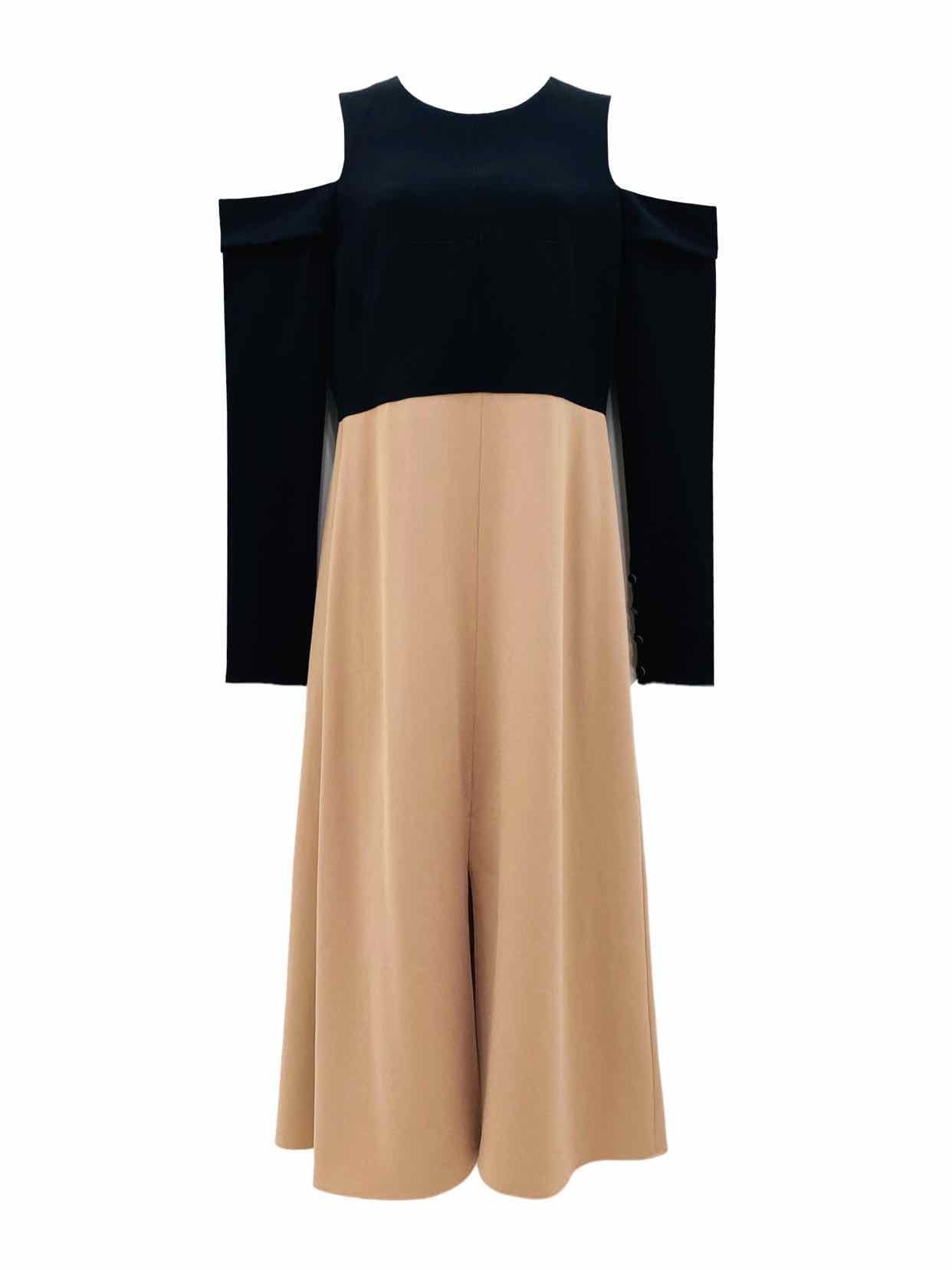 TIBI A-Line Black & Beige Midi Dress