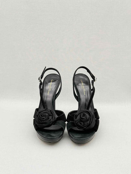 GIANVITO ROSSI Black Rose Size EU 37.5 Slingbacks