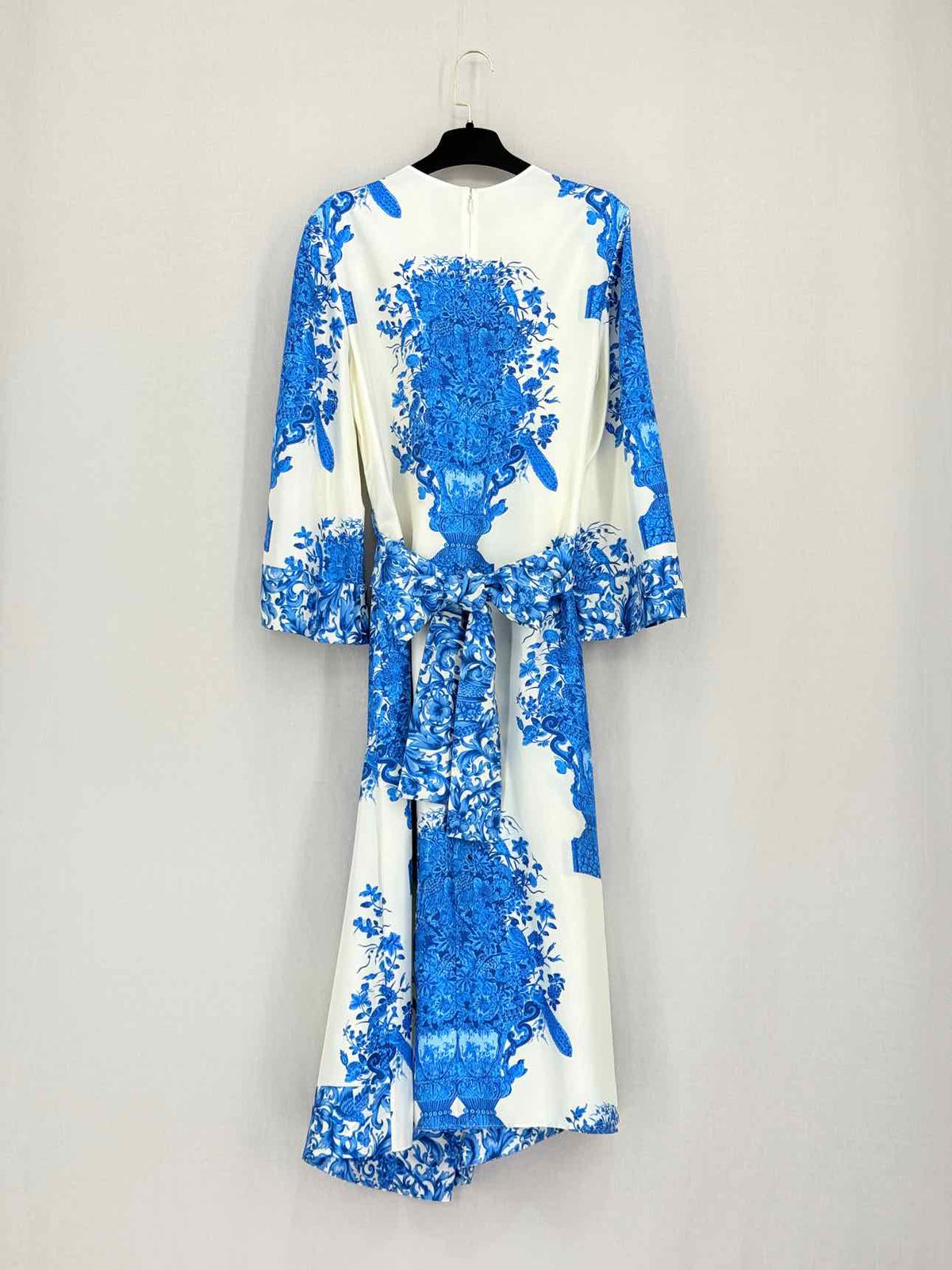 VALENTINO White & Blue Size US 4 Midi Dress